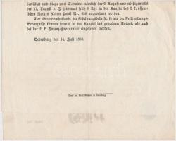 1860 Sopron, német nyelvű bírósági határozat, szignettával