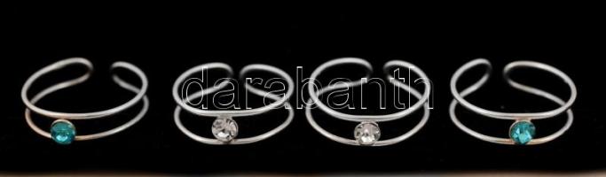 Lányka ezüst(Ag) gyűrű, 4 db apró kövekkel díszítve, jelzettek, br: 2,2 g