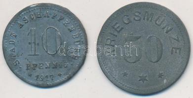 Német Birodalom / Aschaffenburg 1917. 10pf Fe szükségpénz + Kempten 1917. 50pf Fe szükségpénz T:2-
...