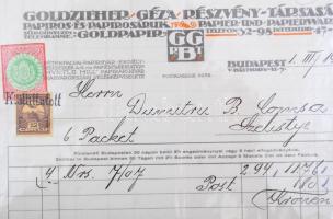 1879-1915 3 db különféle számla (Goldzieher Géza Rt., Komádi község, Nagyvárad), bélyegzőkkel, okmán...