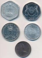5db-os vegyes külföldi fémpénz tétel, közte Holland Antillák 1978. 25c Ni, Man-sziget 1977. 1/2P Br, Suriname 1978. 1c Al T:vegyes 5pcs of various metal coins, including Netherlands Antilles 1978. 25 Cents Ni, Isle of Man 1977. 1/2 Penny Br, Suriname 1978. 1 Cent Al C:mixed