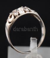 Női ezüst(Ag) gyűrű apró kövekkel, jelzett, méret: 63,  br: 2,3 g