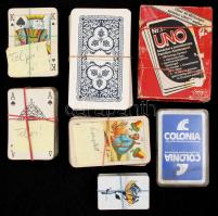 Vegyes kártya tétel: magyar, tarokk, skat, francia, pasziánsz, Uno, teljesek, összesen 7 pakli