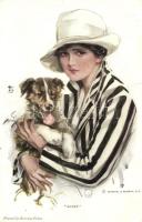 Alert / Lady with dog, Reinthal & Newman Series No. 763 s: Harrison Fisher (fa)