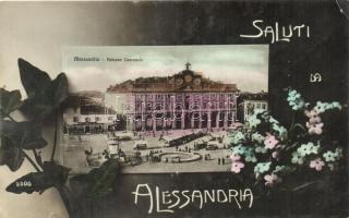 Alessandria, Palazzo Comunale / town hall, floral, greeting card (EK)