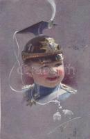 Child in Uhlans helmet, M. Munk No. 955