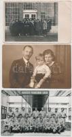 cca 1930-1930 3 db debreceni csoportkép és családi fotó(közte a Munkásőr Parancsnoki Iskola előtt készült csoportképpel), 9x14 cm