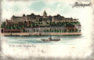Budapest I. Királyi palota, litho (vágott / cut)