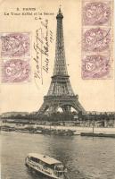 Paris, 'La Tour Eiffel et la Seine' / Eiffel Tower, ship, river, TCV card (EK)