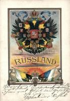 Russland / Russia, coat of arms patriotic propaganda, litho