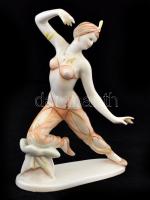 Hollóházi porcelán háremhölgy, kézzel festett, hibátlan, jelzett, m: 25 cm