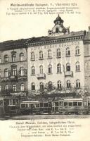 Budapest V. Merán szálloda, Rudas M. fogászata, villamos, Váci körút 82/a.