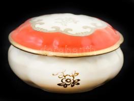 Német púdertartó porcelán dobozka, matricás, apró hibával, jelzett, d: 8 cm, m: 4 cm