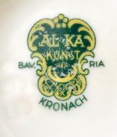 Ezüstözött, díszes Al-Ka Kronach Bavaria porcelán váza, kézzel festett, jelzett, apró kopásnyomokkal...
