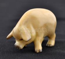 Herendi porcelán malac, kézzel festett, jelzett, hibátlan, 6x3,5x2,5 cm