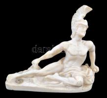 A haldokló Achilles, alabástrom szobor, jelzett, apró kopásnyomokkal, m: 16 cm
