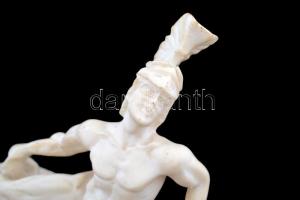 A haldokló Achilles, alabástrom szobor, jelzett, apró kopásnyomokkal, m: 16 cm