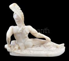 A haldokló Achilles, alabástrom szobor, jelzett, apró kopásnyomokkal, m: 16 cm