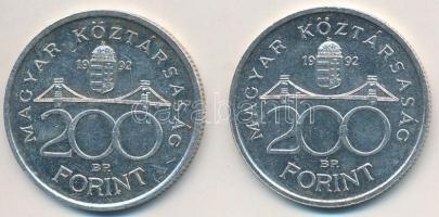 1992. 200Ft Ag "MNB" (2x) T:2