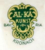 Ezüstözött, díszes Al-Ka Kronach Bavaria porcelán váza, kézzel festett, jelzett, apró kopásnyomokkal...