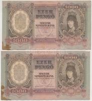 1943. 1000P (3x) ugrással sorszámkövetők T:II,II- folt, tűlyuk, sarokhiány