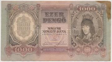 1943. 1000P (3x) ugrással sorszámkövetők T:II,II- folt, tűlyuk, sarokhiány