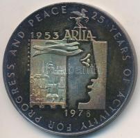 Csehszlovákia 1978. "ARTIA - 25 éves tevékenység a fejlődéséért és a békéért" Ag emlékérem eredeti tokban (25,4g/0.900/38mm) T:2 (PP) patina Czechoslovakia 1978. "ARTIA - 25 Years of Activity for Progress and Peace" Ag commemorative medallion in original case (25,4g/0.900/38mm) C:XF (PP) patina