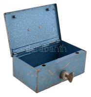 Fém pénztartó ládika, kulccsal, 19x12x7 cm