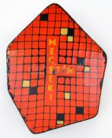 Mecseki szén feliratú tűzzománcozott fém tálka, jelzés nélkül, kopásnyomokkal, 13,5×10,5 cm
