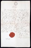 1844 Litoměřice/Leitmeritz, német nyelvű tanoncszerződés, szignettával, hiányos rányomott viaszpecséttel