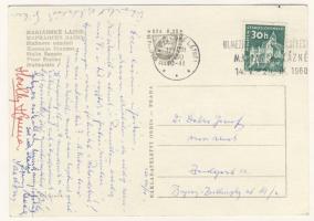 1960 Honthy Hanna aláírása képeslapon