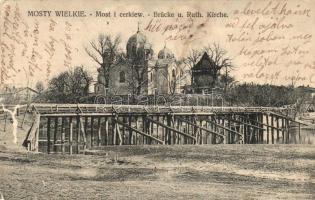 Velyki Mosty, Mosty Wielkie; Most i cerkiew / bridge, Ruthenian church (EK)
