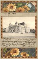 Zagreb, Zágráb; Horvát Nemzeti Színház / theatre, R Mosinger flowers, litho (EK)
