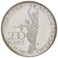 1980. 200Ft Ag "Téli olimpia - Lake Placid" piefort T:PP ujjelnyomatos,karc Hungary 1980. 200 Forint Ag "Winter Olympics - Lake Placid" piefort C:PP fingerprint,scratched Adamo EM59