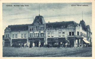 Léva, Levice; Városi szálloda, Holzmann Bódog és Kertész Lajos üzlete /  hotel, shops (EK)