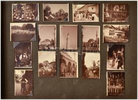 cca 1920 Boszniai utazás életképei. Kis házi készítésű album, benne mozgalmas helyi fotókkal 45 fotó...