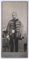 cca 1910 Katona zsinóros mentében / Soldier in vintage uniform 10x21 cm
