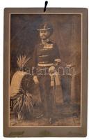 cca 1890 Magyar csendőrtiszt díszegyenruhában, kitüntetésekkel. Barteky VIctor, Mohács fotój / Hungarian gendarme. 15x24 cm