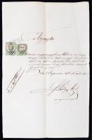 1874 Nyugta tépett 4kr okmánybélyeggel / 1874 Receipt with torn 4kr document stamp