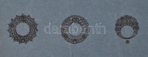 1850 Osztrák pénzügyigazgatás bélyegzett szignetta-lap 20 szignettával magyaroszági használatra UI (...