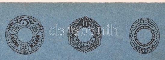 1850 Osztrák pénzügyigazgatás nyomtatott szignetta-lap 19 szignettával. Teljes sor. / 1850 Printed A...