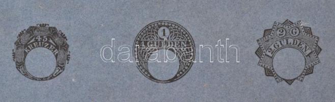 1850 Osztrák pénzügyigazgatás nyomtatott szignetta-lap 19 szignettával. Teljes sor. / 1850 Printed A...