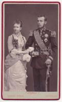 1880 Rudolf trónörökös és Stefánia hercegnő esküvői fotója / 1880 Wedding photo of Prince Rudolph and princess Stephanie 7x11 cm