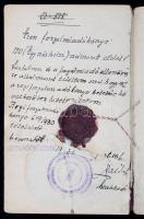 1930-1935 Kiskundorozsma, szülészeti forgalmiadókönyv, benne számos okmánybélyeggel