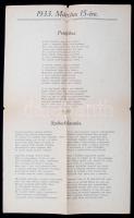 1933 Bedő József 1933. március 15-e alkalmából röpirat formátumban megjelentetett két verse (Petőfih...