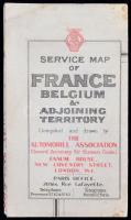cca 1920 Service map of France, Belgium and adjoining territory, [1:1600000], The Automobile Associa...
