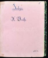 1856 Kézzel írott zoológia tankönyv, 72 német nyelven beírt oldal, plusz, 20 rajz. / 1856 German zoo...
