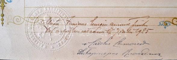 1925 Pápai áldás nyomtatvány XI. Pius pápa arcképével, száraz pecséttel, 35x25cm