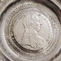 Mária Terézia talléros (utánvert) ezüst kalapált tálka ,  Ag., nettó:63gr., jelzés nélkül, d:10cm /M...