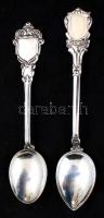 Ezüst címerpajzsos kiskanalak,  Ag., nettó:20gr., jelzett, 2db, cca 10cm /Silver spoons crest, Ag, net. 20gr, signed, 2 pieces, approx 10cm